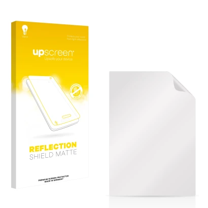 Parte frontale di una confezione del prodotto con il logo del marchio upscreen. Accanto si trova la protezione per lo schermo