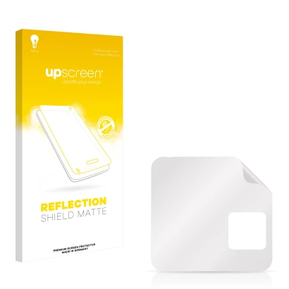 Parte frontale di una confezione del prodotto con il logo del marchio upscreen. Accanto si trova la protezione per lo schermo 