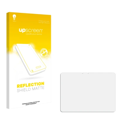 Parte frontale di una confezione del prodotto con il logo del marchio upscreen. Accanto si trova la protezione per lo schermo 