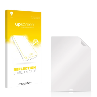 Parte frontale di una confezione del prodotto con il logo del marchio upscreen. Accanto si trova la protezione per lo schermo