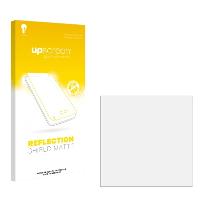 Parte frontale di una confezione del prodotto con il logo del marchio upscreen. Accanto si trova la protezione per lo schermo 