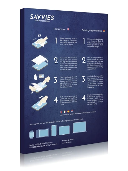 Parte posteriore di una confezione del prodotto con il logo del marchio Savvies