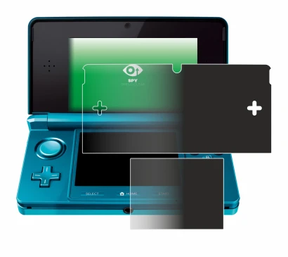 Immagine del dispositivo Nintendo 3DS con un'ampia varietà di protezioni per lo schermo.