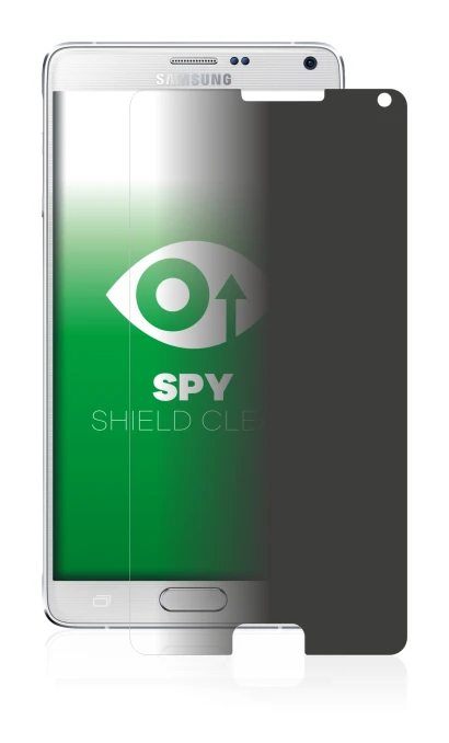 Immagine del dispositivo Samsung Galaxy Note 4 con un'ampia varietà di protezioni per lo schermo.