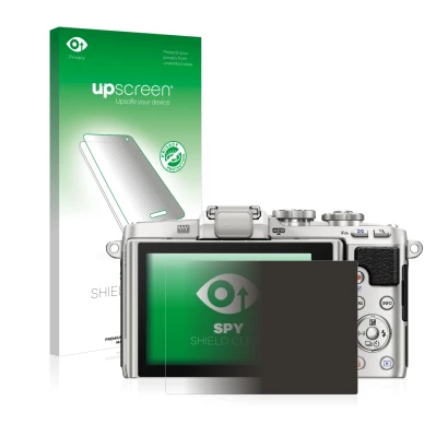 Parte frontale di una confezione del prodotto con il logo del marchio upscreen. Accanto è raffigurato il dispositivo Olympus P