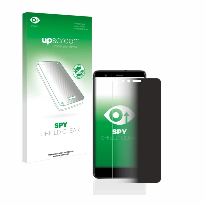 Parte frontale di una confezione del prodotto con il logo del marchio upscreen. Accanto è raffigurato il dispositivo Huawei P1