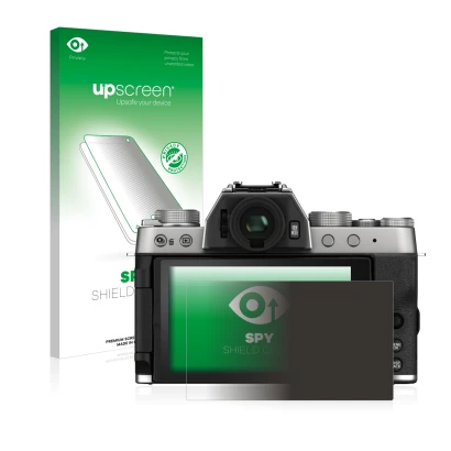 Parte frontale di una confezione del prodotto con il logo del marchio upscreen. Accanto è raffigurato il dispositivo Fujifilm 
