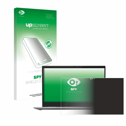 Parte frontale di una confezione del prodotto con il logo del marchio upscreen. Accanto è raffigurato il dispositivo Lenovo Th