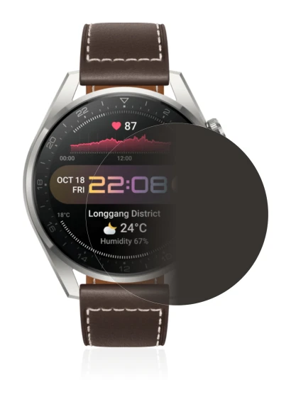Immagine del dispositivo Huawei Watch 3 Pro con un'ampia varietà di protezioni per lo schermo.