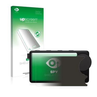 Parte frontale di una confezione del prodotto con il logo del marchio upscreen. Accanto è raffigurato il dispositivo Spotify C