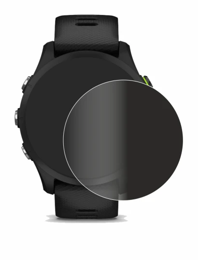 Immagine del dispositivo Garmin Forerunner 255 con un'ampia varietà di protezioni per lo schermo.