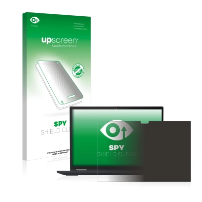 Parte frontale di una confezione del prodotto con il logo del marchio upscreen. Accanto è raffigurato il dispositivo Lenovo Th