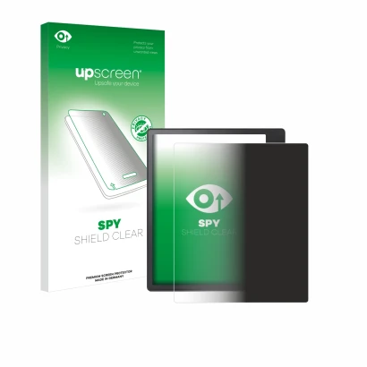 Parte frontale di una confezione del prodotto con il logo del marchio upscreen. Accanto è raffigurato il dispositivo Kobo Elip