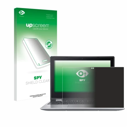 Parte frontale di una confezione del prodotto con il logo del marchio upscreen. Accanto è raffigurato il dispositivo Acer Chro