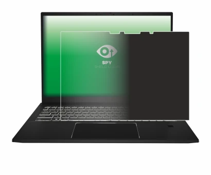 Immagine del dispositivo MSI Summit E16 AI Studio con un'ampia varietà di protezioni per lo schermo.
