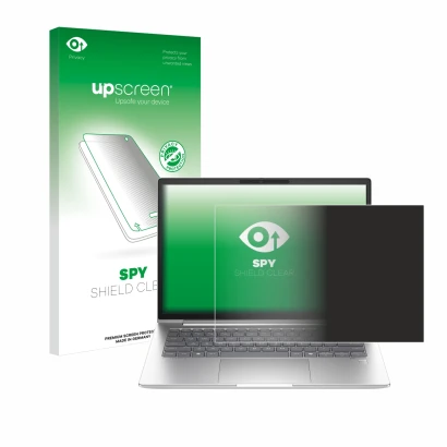 Parte frontale di una confezione del prodotto con il logo del marchio upscreen. Accanto è raffigurato il dispositivo HP EliteB