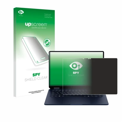 Parte frontale di una confezione del prodotto con il logo del marchio upscreen. Accanto è raffigurato il dispositivo HP OmniBo
