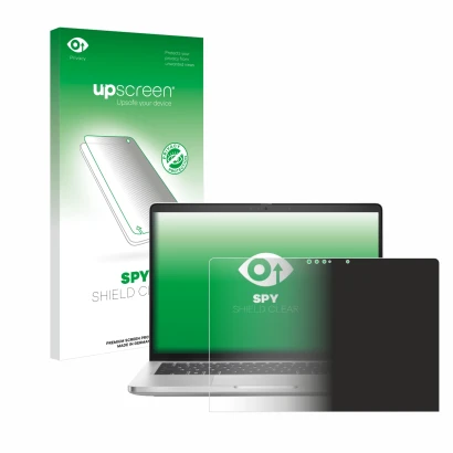 Parte frontale di una confezione del prodotto con il logo del marchio upscreen. Accanto è raffigurato il dispositivo Dell Pro 