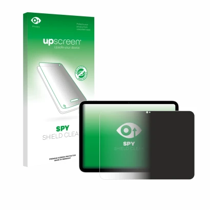 Parte frontale di una confezione del prodotto con il logo del marchio upscreen. Accanto è raffigurato il dispositivo Apple iPa