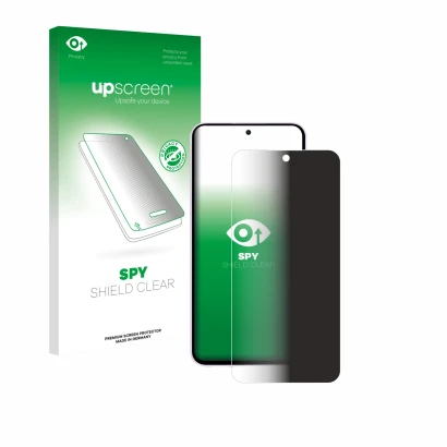 Parte frontale di una confezione del prodotto con il logo del marchio upscreen. Accanto è raffigurato il dispositivo Samsung G