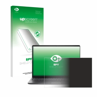 Parte frontale di una confezione del prodotto con il logo del marchio upscreen. Accanto è raffigurato il dispositivo Dell Pro