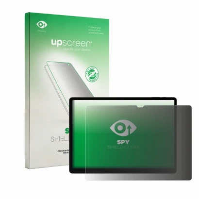 Parte frontale di una confezione del prodotto con il logo del marchio upscreen. Accanto è raffigurato il dispositivo Doogee Ta
