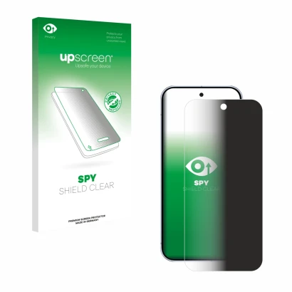 Parte frontale di una confezione del prodotto con il logo del marchio upscreen. Accanto è raffigurato il dispositivo Google Pi