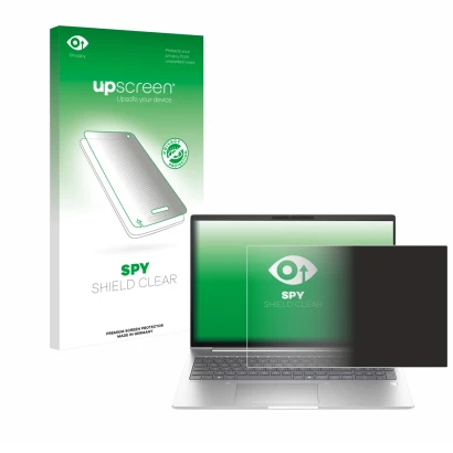 Parte frontale di una confezione del prodotto con il logo del marchio upscreen. Accanto è raffigurato il dispositivo HP EliteB