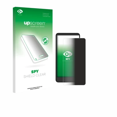 Parte frontale di una confezione del prodotto con il logo del marchio upscreen. Accanto è raffigurato il dispositivo Xiaomi Mo