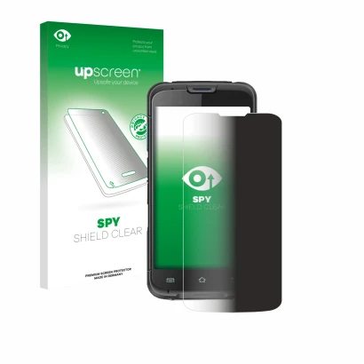 Parte frontale di una confezione del prodotto con il logo del marchio upscreen. Accanto è raffigurato il dispositivo Unitech E
