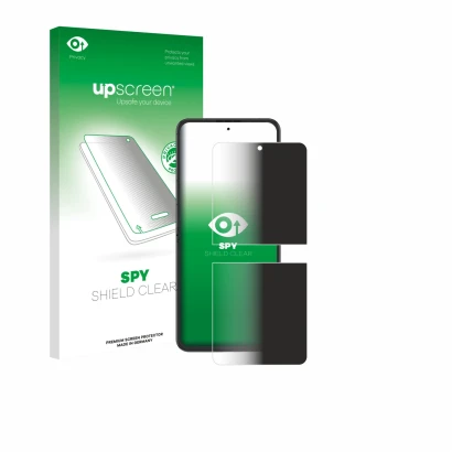 Parte frontale di una confezione del prodotto con il logo del marchio upscreen. Accanto è raffigurato il dispositivo Nubia Fli