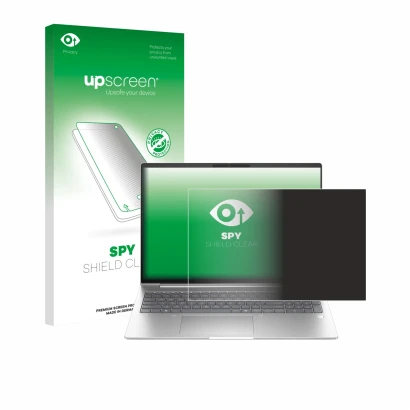 Parte frontale di una confezione del prodotto con il logo del marchio upscreen. Accanto è raffigurato il dispositivo HP EliteB