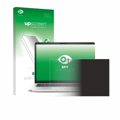 Parte frontale di una confezione del prodotto con il logo del marchio upscreen. Accanto è raffigurato il dispositivo Dell Pro 