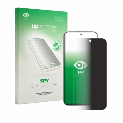Parte frontale di una confezione del prodotto con il logo del marchio upscreen. Accanto è raffigurato il dispositivo Infinix N