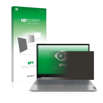 Parte frontale di una confezione del prodotto con il logo del marchio upscreen. Accanto è raffigurato il dispositivo Lenovo Th