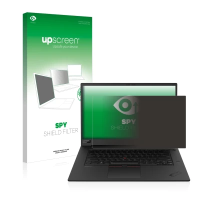 Parte frontale di una confezione del prodotto con il logo del marchio upscreen. Accanto è raffigurato il dispositivo Lenovo Th