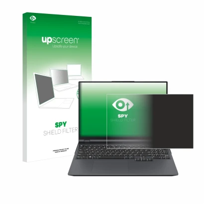 Parte frontale di una confezione del prodotto con il logo del marchio upscreen. Accanto è raffigurato il dispositivo Lenovo Le