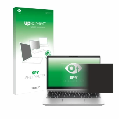 Parte frontale di una confezione del prodotto con il logo del marchio upscreen. Accanto è raffigurato il dispositivo HP ProBoo