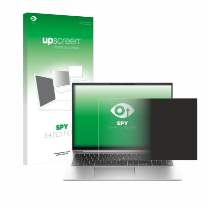 Parte frontale di una confezione del prodotto con il logo del marchio upscreen. Accanto è raffigurato il dispositivo HP EliteB