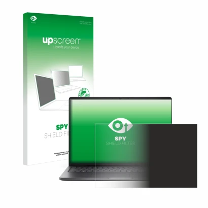 Parte frontale di una confezione del prodotto con il logo del marchio upscreen. Accanto è raffigurato il dispositivo Dell Pro