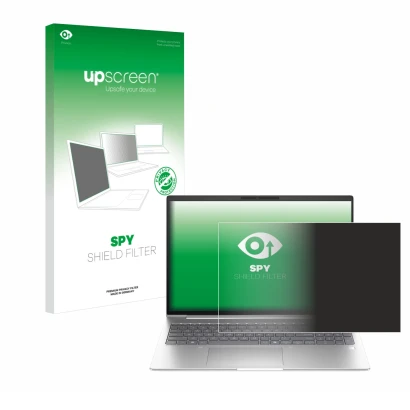 Parte frontale di una confezione del prodotto con il logo del marchio upscreen. Accanto è raffigurato il dispositivo HP EliteB