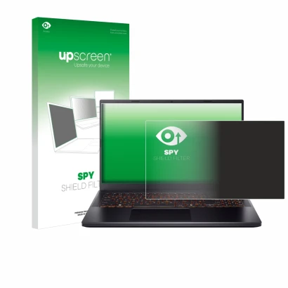 Parte frontale di una confezione del prodotto con il logo del marchio upscreen. Accanto è raffigurato il dispositivo Acer Nitr