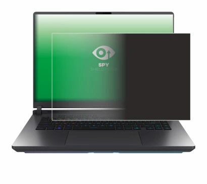 Immagine del dispositivo ASUS ROG Strix G16 2025 con un'ampia varietà di protezioni per lo schermo.