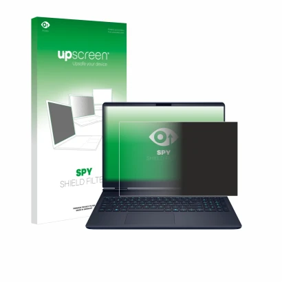 Parte frontale di una confezione del prodotto con il logo del marchio upscreen. Accanto è raffigurato il dispositivo Dell Alie