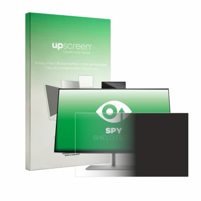 Parte frontale di una confezione del prodotto con il logo del marchio upscreen. Accanto è raffigurato il dispositivo HP Z24m G