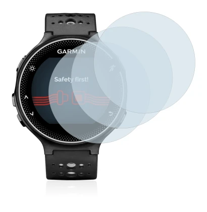 Immagine del dispositivo Garmin Forerunner 230 con un'ampia varietà di protezioni per lo schermo.