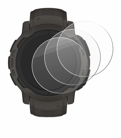 Immagine del dispositivo Garmin Instinct 2 con un'ampia varietà di protezioni per lo schermo.
