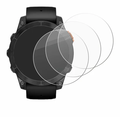 Immagine del dispositivo Garmin Fenix 7 Pro Solar (47 mm) con un'ampia varietà di protezioni per lo schermo.