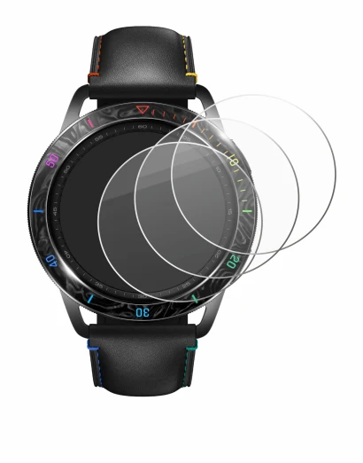 Immagine del dispositivo Xiaomi Watch S3 con un'ampia varietà di protezioni per lo schermo.