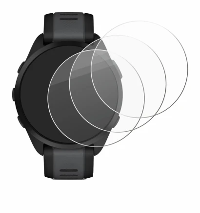 Immagine del dispositivo Garmin Forerunner 165 Music con un'ampia varietà di protezioni per lo schermo.